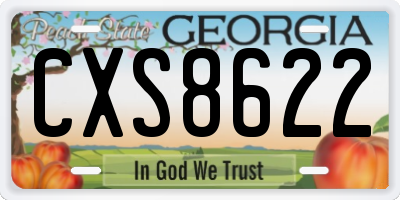 GA license plate CXS8622