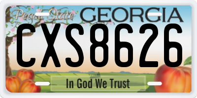 GA license plate CXS8626