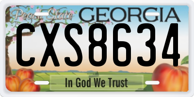 GA license plate CXS8634
