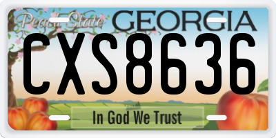 GA license plate CXS8636