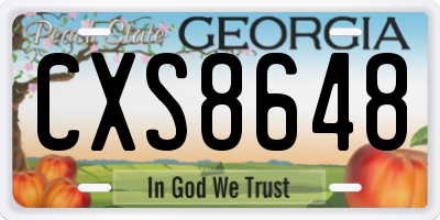 GA license plate CXS8648