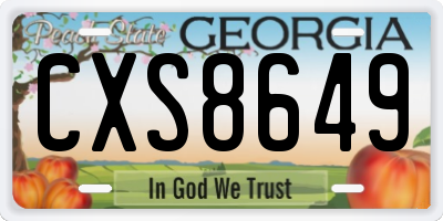 GA license plate CXS8649