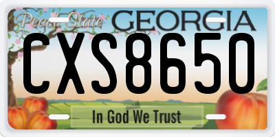 GA license plate CXS8650