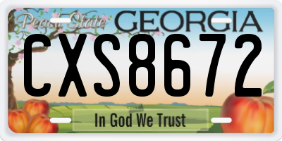 GA license plate CXS8672