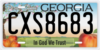 GA license plate CXS8683