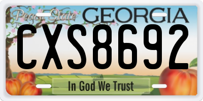 GA license plate CXS8692