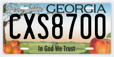 GA license plate CXS8700