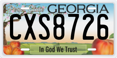 GA license plate CXS8726