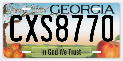 GA license plate CXS8770