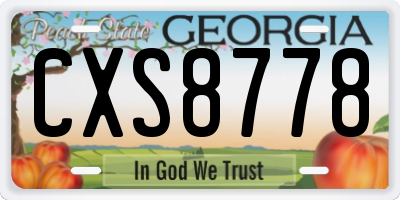 GA license plate CXS8778