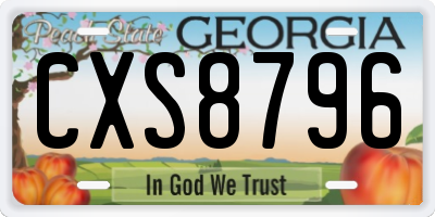 GA license plate CXS8796