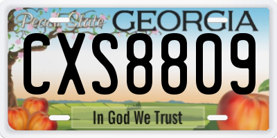 GA license plate CXS8809