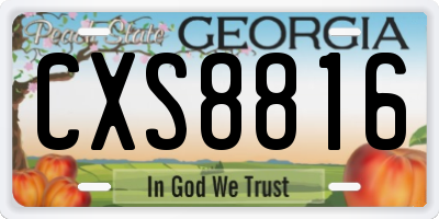 GA license plate CXS8816