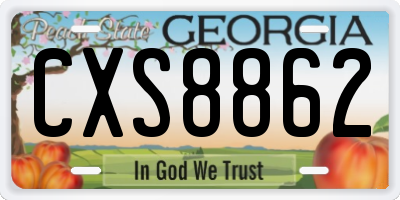 GA license plate CXS8862