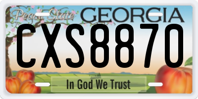 GA license plate CXS8870