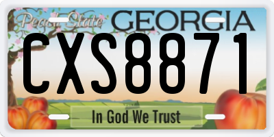 GA license plate CXS8871