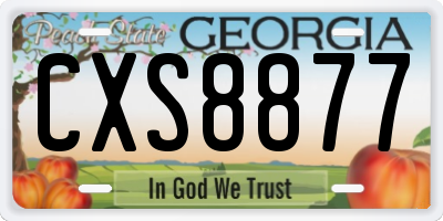 GA license plate CXS8877