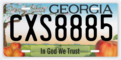 GA license plate CXS8885