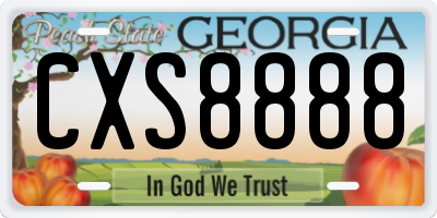 GA license plate CXS8888