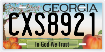 GA license plate CXS8921
