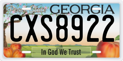 GA license plate CXS8922