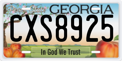 GA license plate CXS8925