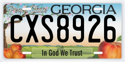 GA license plate CXS8926