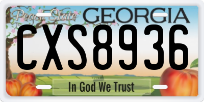 GA license plate CXS8936