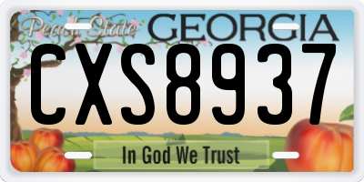 GA license plate CXS8937