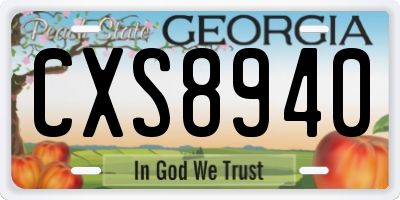 GA license plate CXS8940