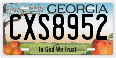 GA license plate CXS8952