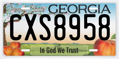 GA license plate CXS8958
