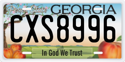 GA license plate CXS8996