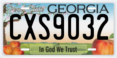 GA license plate CXS9032