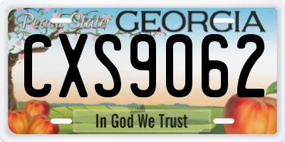 GA license plate CXS9062