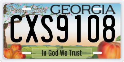 GA license plate CXS9108