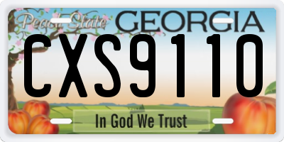 GA license plate CXS9110