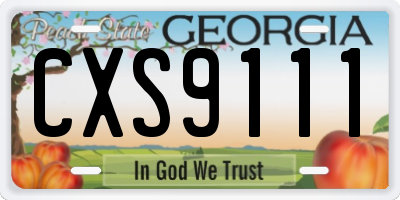 GA license plate CXS9111