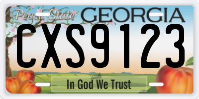 GA license plate CXS9123