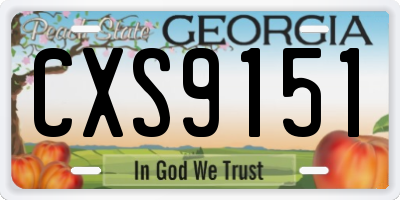 GA license plate CXS9151