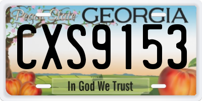 GA license plate CXS9153