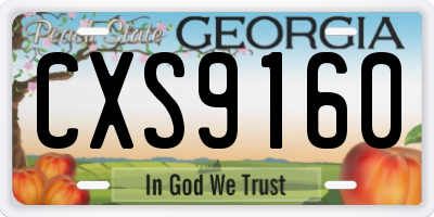 GA license plate CXS9160