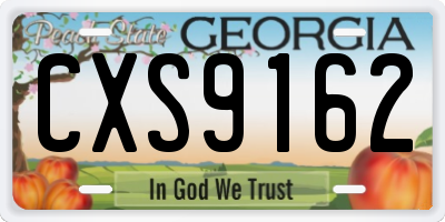 GA license plate CXS9162