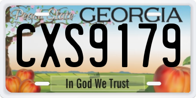 GA license plate CXS9179