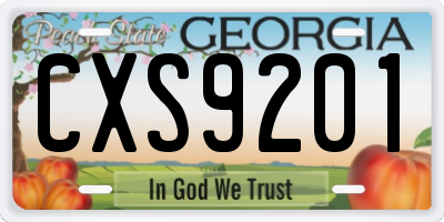 GA license plate CXS9201