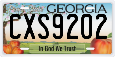 GA license plate CXS9202