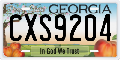 GA license plate CXS9204