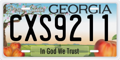 GA license plate CXS9211