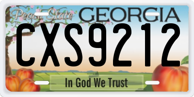 GA license plate CXS9212