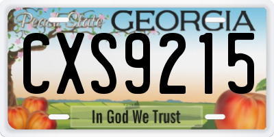 GA license plate CXS9215
